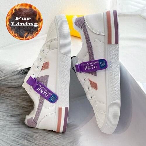2020 New Winter Short Plush Womens Shoes Fashion Lace-up Low-heeled Sneakers Round Head Flat Bottom Comfortable Casual Shoes