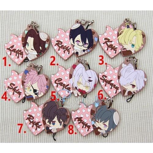 1pcs 1pcs Anime Keychain Diabolik Lovers Valentines Day Ayato Sakamaki Syu Sakamaki Reiji Strape Pendant Keyring Portachiavi
