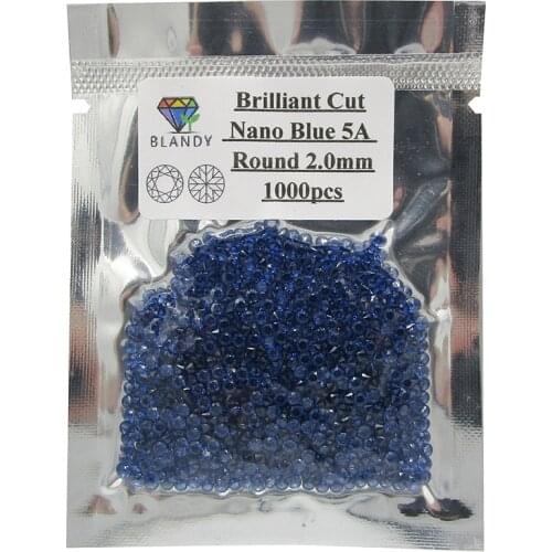 1000pcs/Lot Free Shipping Lab Created Loose Gems 1.0-2.5mm Round Shaped Dark Blue Nano Synthetic Stone For Wax Setting