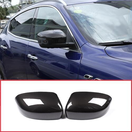 2 x Carbon Fiber Style Car Side Rearview Mirror Cover Cap Trim Accessories For Maserati Levante 2016 2017 2018