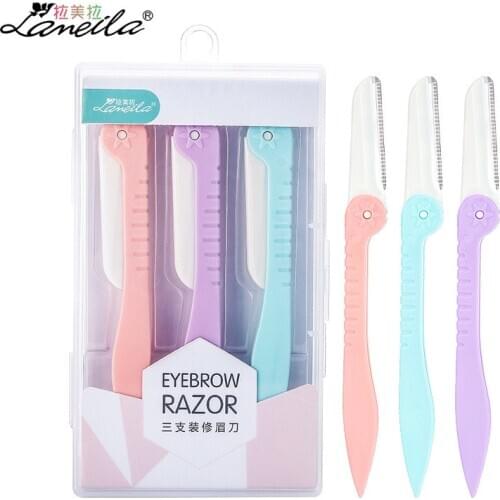 3pcs/set Folding Eyebrow Trimmer Razor Professional Face Shaver for Women Sharp Portable Natural Eye Brow Maker Makeup Tool