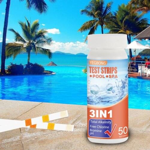 50pcs 3-In-1 Multipurpose Chlorine PH Test Strips SPA Swimming Pool Water Tester Strips Paper Water Soilsting Kit Pool Tool