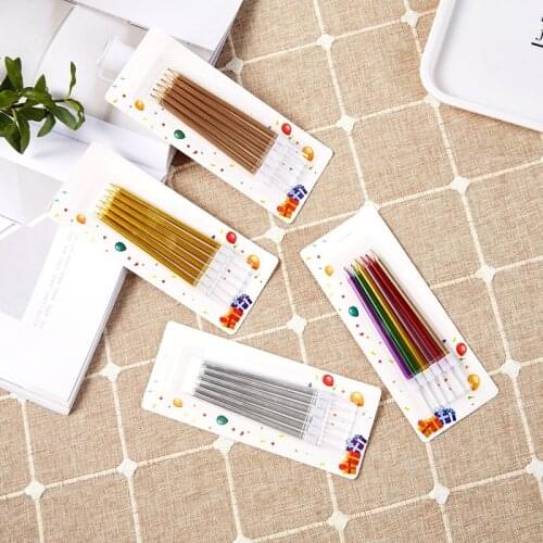 6Pcs/Set Gold Candle Birthday Cake Top Decoration Creative Long Pencil Cake Candle Safe Flames Kids Gifts Birthday Party Decora
