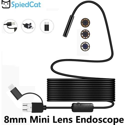 8mm mini 6 Led Lens Micro USB Type C USB 3in1 1M/2M/3.5M/5M/10M soft Cable Computer Borescope Tube Snake Inspection Endoscope