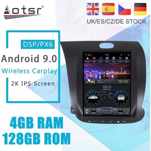 Android 9.0 128G PX6 Tesla Styel For KIA Cerato/K3/Forte 3 YD 2013 - 2017 Auto Radio Stereo Car Multimedia Player GPS Navigation