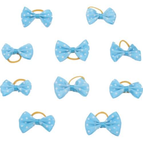 10/20pcs Polka Dot Dogs Bows Blue Ribbon Bowknots Topknots for Long Hair Dogs Hair Accessories Grooming Products honden strikjes