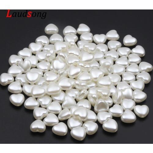 50pcs Love Heart Beads Imitation Pearls Acrylic Beads For Jewelry Making 10x11mm Loose Spacer Beads DIY Necklace Bracelet