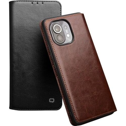 Fashion Genuine Leather Phone Cover for Mi11 Pure Handmade Flip Case with Card Slots Bracket Function for Xiaomi 11 Accessories