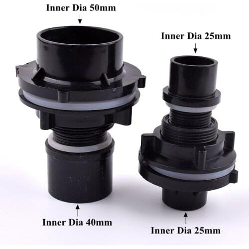 Black Aquarium Split Type Drain Joint PVC Pipe Water Inlet Outlet Fittings Overflow Thread Water Tank Supply Fish Tank Connector