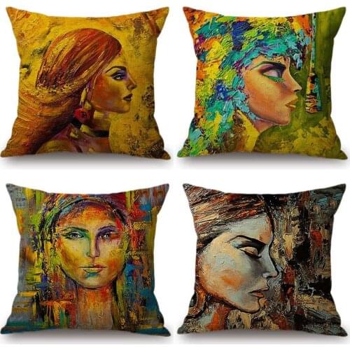 Gold Oil Painting Beauty Lady Girl Home Decorative Sofa Throw Pillow Case Modern Gallery Art Chair Cushion Cover Double printing