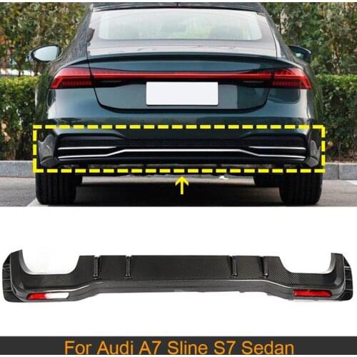 Car Rear Bumper Diffuser Lip For Audi A7 Sline S7 Sedan 4 Door 2019 2020 Non RS7 Rear Bumper Diffuser Lip Spoiler Carbon Fiber