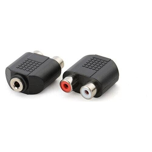 For Speaker Power Amplifier Plated 3.5mm Audio Stereo Jack Female To 2 RCA Female Audio Jack Connector Adapter