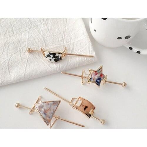 Elegant Japanese Style Women Hair Accessories Geometric Shape Alloy Hairpins Vintage Hair Clip Triangle Oval Metal Hair Sticks