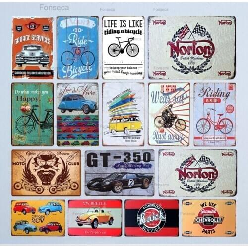 RIDE BICYCLE Retro Metal Tin Signs BAR Pub Home Decor Wall Posters Pub Decoration Beer Plates Life Is Like Riding Plaque N099