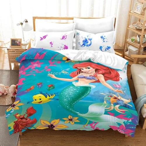 3D Printed The Little Mermaid Ariel Bedding Set Queen King Comforter Cover / Duvet Cover Pillowcase Set Home Textile Bedclothes