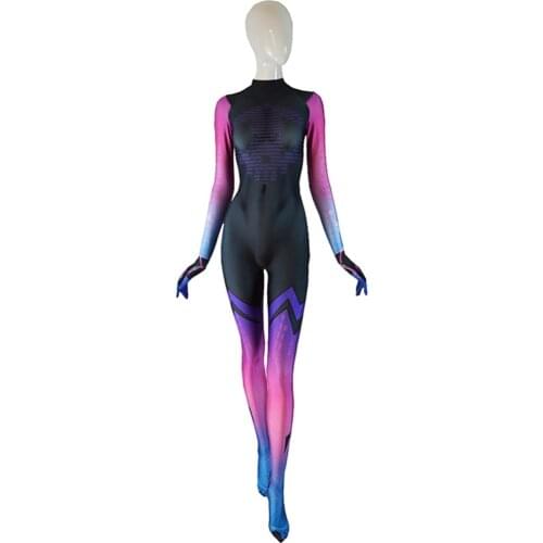 Sombra d.va Phantom Shadow Costume 3D Print Halloween Sombra Cosplay Costume Girls Zentai Bodysuit