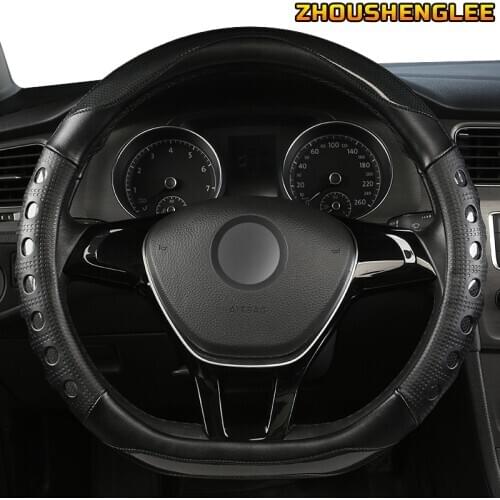 ZHOUSHENGLEE Microfiber Leather Car Steering Wheel Cover For Ford Focus 2 3 MK2 Fiesta Fusion Mondeo MK4 Kuga Ranger F150