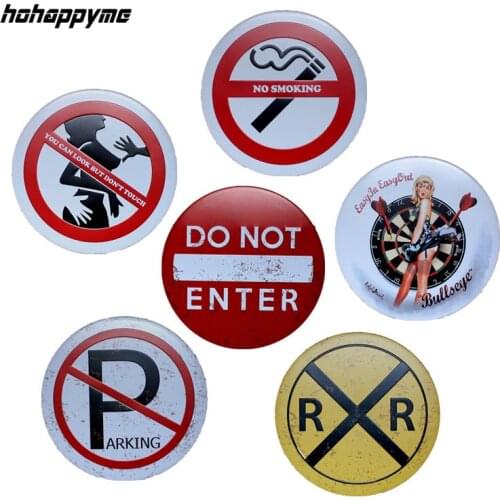 No Smoking Round Metal Tin Sign Coffee Pub Club Gallery Poster Tips Vintage Plaque Wall Cafe Decor Plate 30 CM