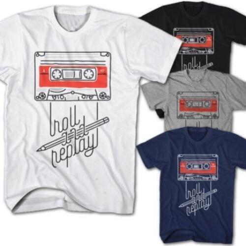 Fashion 2019 Top Tee Mens Mens T-Shirt Roll and Music Cassette Audio Vintage NEW Print T Shirt