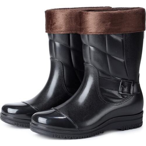 EXCARGO Winter Warm Boots Men Rubber Shoes Rain Boots 2019 New Male Snowboots Waterproof Rubber Boot Shoes Kitchen Car Wash