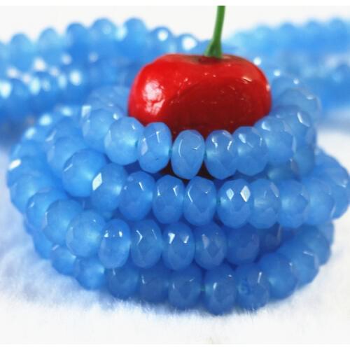 Natural Blue Stone Chalcedony Jades Abacus Faceted Loose Beads 2X4mm 4X6mm 5X8mm Diy Jewelry Findings Accessories 15inch B156