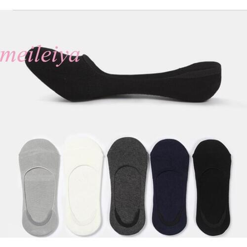 MEILEIYA 10 Pairs/ Lot New Mens Bamboo Fiber Anti-skid Shallow Invisible Socks Deodorant Socks Thin Breathable Short Men Socks