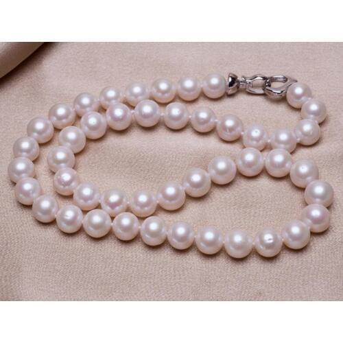 Charming AAA 9-10mm natural round white pearl necklace 18inch 36"