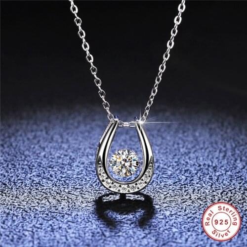 Geoki 925 Sterling Silver Passed Diamond Test Past Perfect Cut 0.5 ct D Color VVS1 Moissanite Beating Heart Pendant Necklace