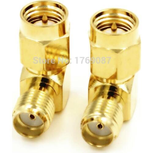 2PCS SMA Male to SMA Female Right Angle In Series RF Adapter Connector