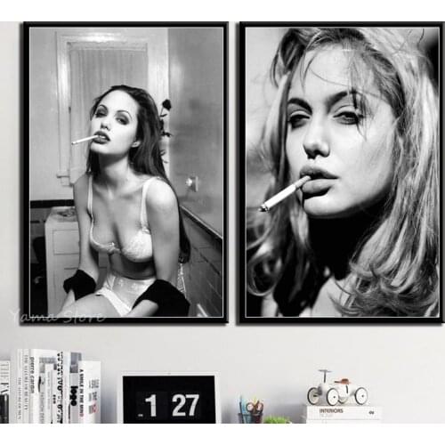 Sexy Woman Poster Black and White Angelina Jolie Figure Movie Canvas Picture On The Wall Classical Paintings for Home Room Decor
