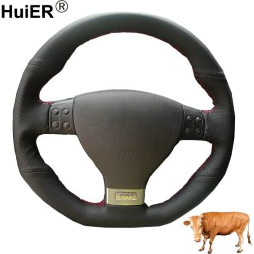 Hand Sewing Car Steering Wheel Cover Top Layer Cow Leather For Volkswagen Golf 5 Mk5 GTI VW Golf 5 R32 Passat R GT 2005