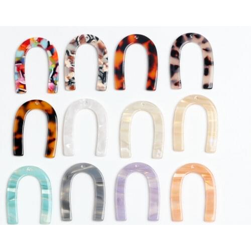 Tortoise Shell Earring Charms,Acetate Stick Charms,U Shaped pendant,U Shaped Earrings Part,35x26mm ,ACE250