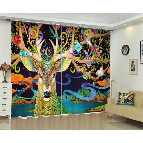 Curtains Color deer Luxury Blackout 3D Window Curtains For Living Room kids Bedroom Cortinas Drapes Rideaux Customized size