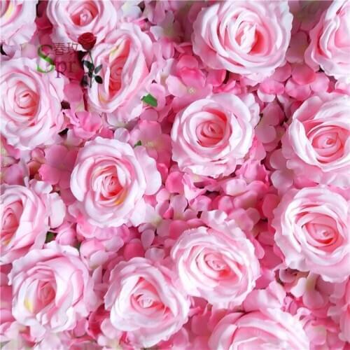 SPR pink Free Shipping 10pcs/lot high quality 3D flower wall wedding backdrop artificial rose hydrangea flower arrangements