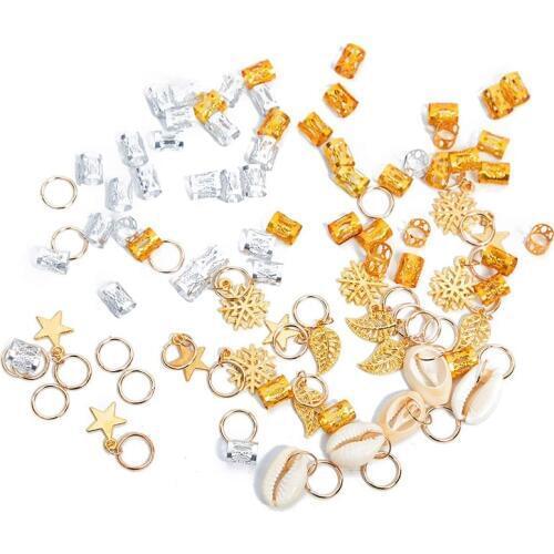 80pcs/set Non-slippery Hair Jewelry Braid Rings Metal round buckle Hairpin Headwear Braided Hair Styling Accessories