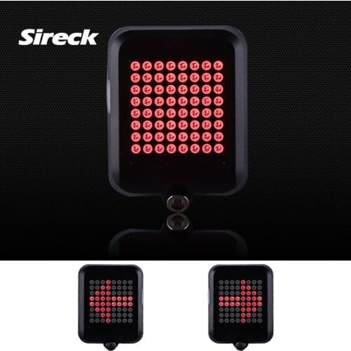 Sireck Usb Rechargeable Bike Laser Tail Light Bicycle Flashlight Lamp 64 LED Rear Automatic Turn Signals Light Cycling Light