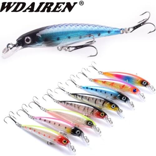 WDAIREN Laser Minnow Fishing Lure 8.5cm 7.5g Artificial Hard Bait 3D Eyes With Hook Wobblers Crankbait Bass Swimbait Tackle