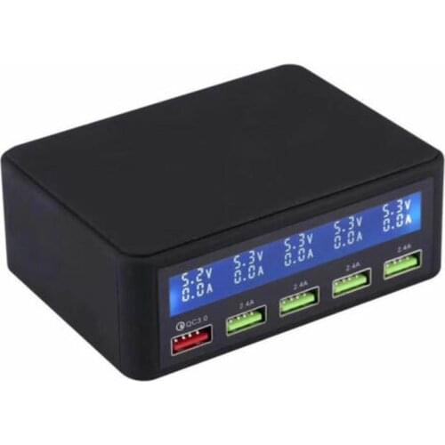 5 USB Mobile Phone Charger Real-time Dynamic of Intelligent LCD Digital Display Automatic Recognition of Quick Charging QC3.0