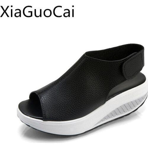 Plus Size New Arrival Fashion Women Sandals Hook & Loop Female Platform Sandals Wedges Shoes Big Size 35-43 Drop Shipping