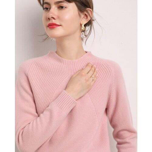 Autumn and winter new style 100% pure wool knit sweater round neck cashmere sweater women short pullover bottoming shirt