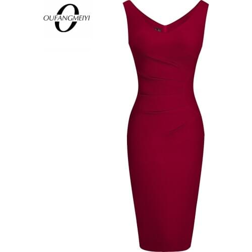 Women Elegant V Neck Designed Sexy Charming Morden Brief Solid Color Slim Party Dress EB605
