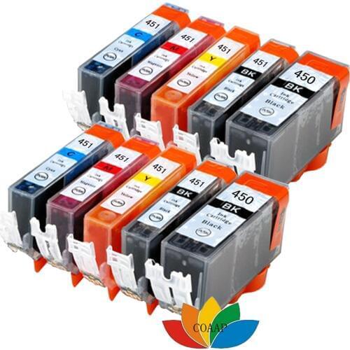 10 Pcs PGI 450 CLI 451 compatible ink cartridge for canon PIXMA IP7240 MG5440 MG5540 MG6440 MG6640 MG5640 MX924 MX724 IX6840