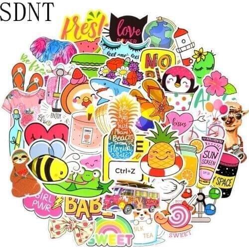 100 PCS Cartoon Stickers Vsco Girl Cute Graffiti Waterproof Sticker Pack DIY Laptop Suitcase Guitar Fridge Bike Car Skateboard