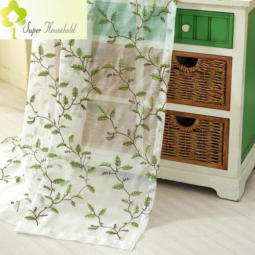2018 Modern Embroidered Voile Curtains for Living Room/ Bedroom Tulle Window Cortinas In The Kitchen Sheer Curtains Drapes