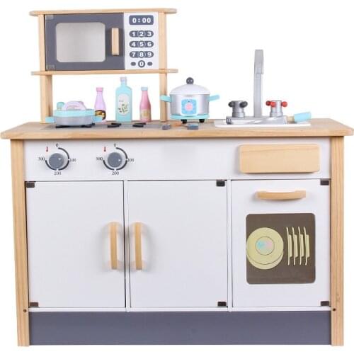 2021 Classic Pretend Play Cooking Interest Cultivation Wooden Kitchen Toys Montessori Simulation Kitchen Toy Cooking Table Set