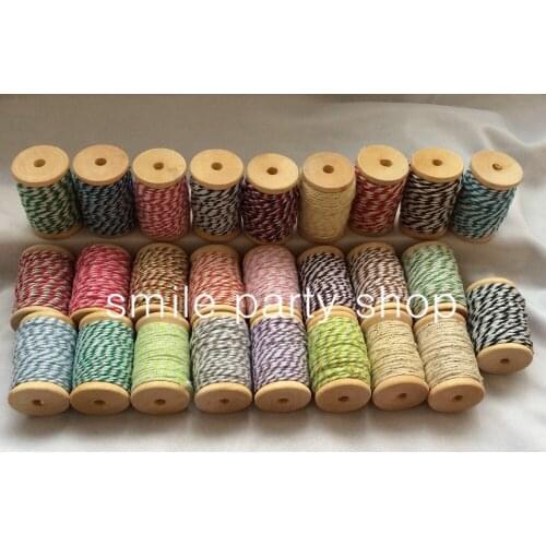 4pcs 26 mix color Cotton bakers Twine 12ply cotton string,cotton twisted rope 10meter wooden spool for DIY Packing