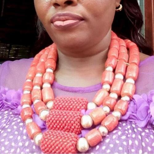 4UJewelry Coral jewelry African Necklace Sets For Women Beaded Big Balls Luxury Wedding Bridal Jewelery Set Free Shipping 2019