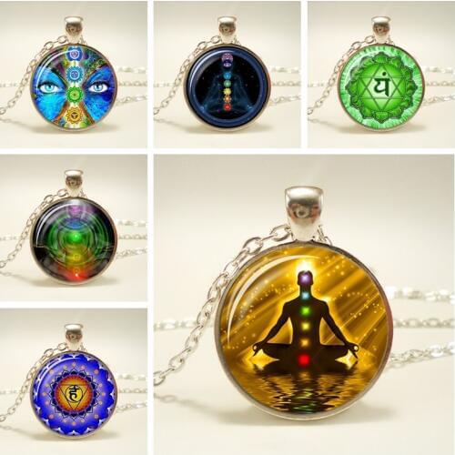 7 Chakra Reiki Healing Necklace Buddha Yoga Meditation Pendant Spiritual Om Symbol Indian Jewelry Chain Statement Hope Necklace