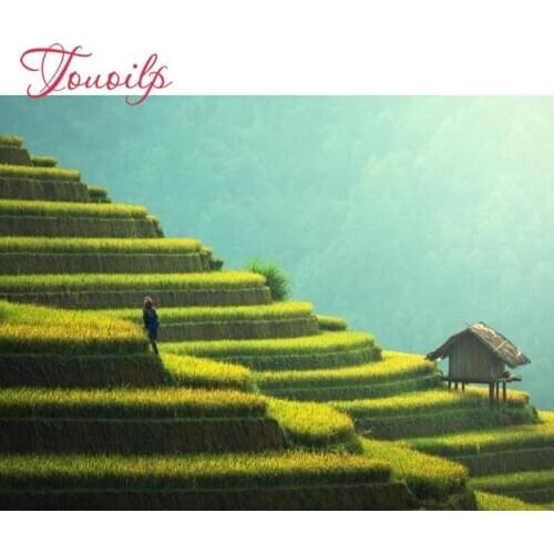 TOUOILP Full Square/Round Drill 5d DIY Diamond Painting"Rijstvelden Azie"Embroidery Cross Stitch Mosaic Home Decor Gift