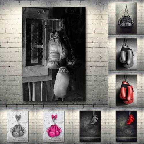Boxing Gloves Vintage Black White Photo Poster Wall Canvas Painting Prints Wall Sport Art Picture for Living Room Home Decor